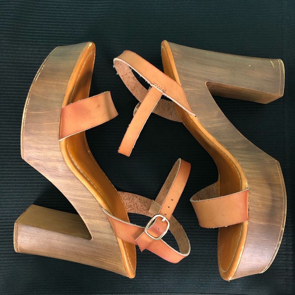 Tan Platform High Heel Shoes